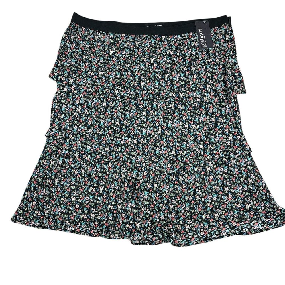 LANE BRYANT Floral Tier Skirt Womans 2X Ditsy Floral Black NWT Boho Casual